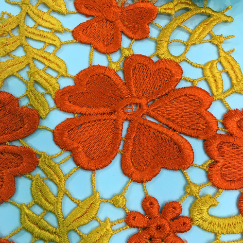 Spring Multicolor Shiny Yarn Guipure Embroidery Fabric