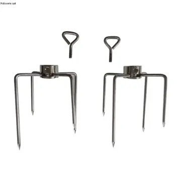 Stainless Steel BBQ Meat Fork Grill Rotisserie Spit Rod Fits 3/8" hexagon & 3/8" round and 5/16" square Spit Rods