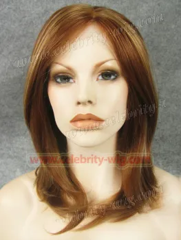 Chic Short Carmael Brown Highlighted Aniston Syntheic Lace Front Wig