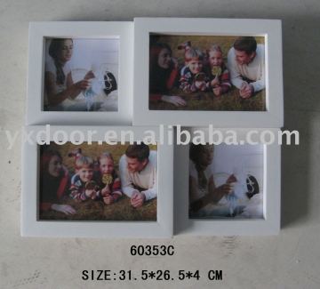 white color 4 pictures wooden photo frame / hanging wall / solid wood