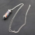 Healing Stone Chip 7 Chakra Pendulum Crystal Pendant Necklace with 80cm Chain Wish Bottle Necklace Dowsing Amulet