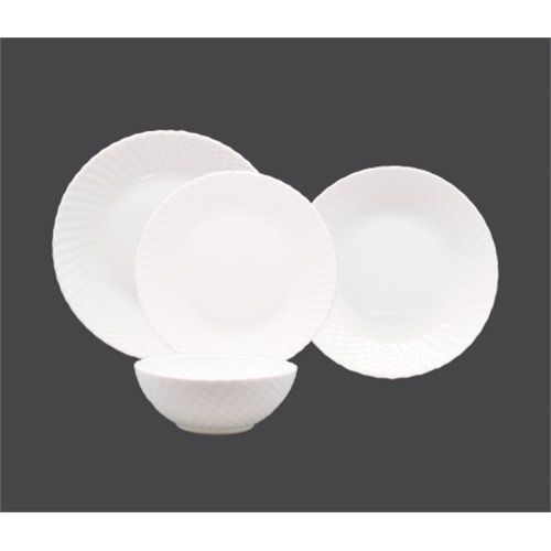 Round White Jade Dinner Sets For 24