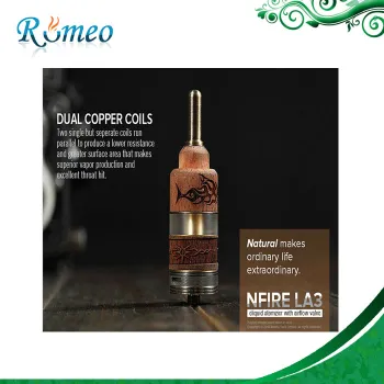 Newest Wooden Pattern Carved Mechanical Mod Wood Atomizer N Fire La3/4 Atomizer