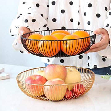 Iron Black Vegetable Mesh Bowl Fruit Basket for Kitchen Storage