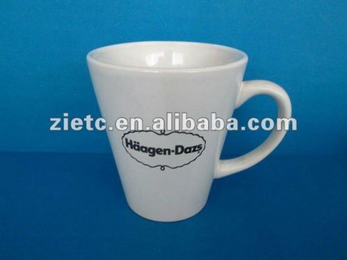 porcelian mug for promotion with customized logo in funnel shape