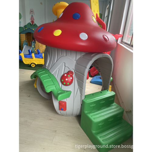 Indoor Plastic Mushroom House Slide for Kindergarten Play Equipment