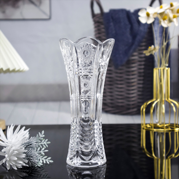 Hot Sale Transparent Vintage Floral Crystal Glass Centerpiece Vase
