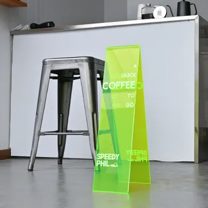 Chartreuse Acrylic A-Type Floor Standing Reminder Signs for Stores
