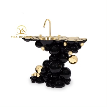 Boca Do Lobo Luxury Villa Black Stainless Steel Ball Shape Freestanding Washstand