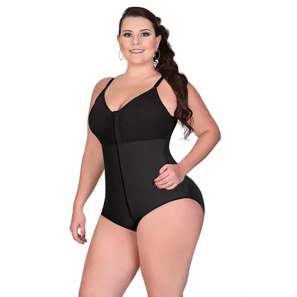 Plus Size Postpartum Body Shaper with Tummy Control and Zipper Closure