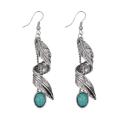 New Retro Boucles d&#39;Oreilles Turquoise Leaves Vintage Boucles d&#39;Oreilles