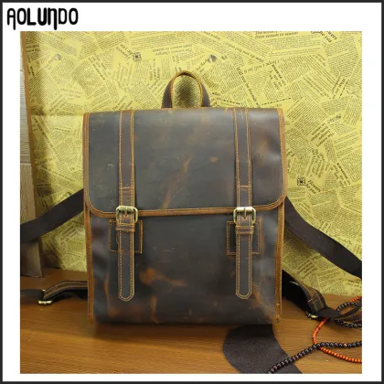 Classical design Crazy horse leather backpack for men