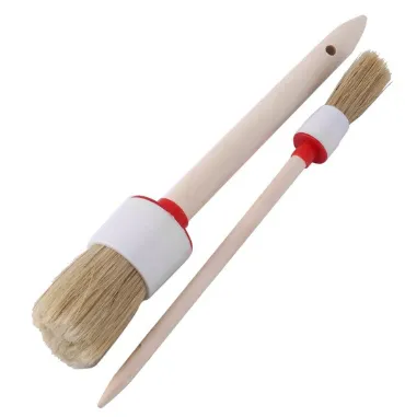 wooden handle 3 pieces car detail brushes