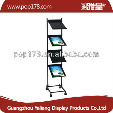 Guangzhou factory metal hard poster frame poster stand for advertising metal display rack magazines storage