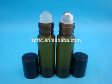 Small amber cosmetic glass roll on bottle,Glass essential oil roll on glass bottle