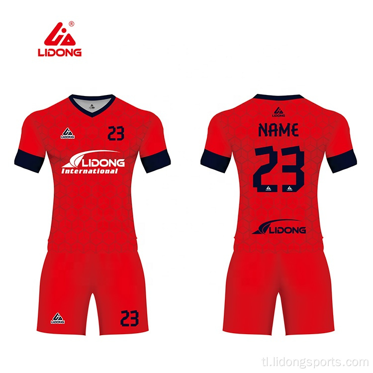 Pasadyang itim at pulang soccer jersey football jersey