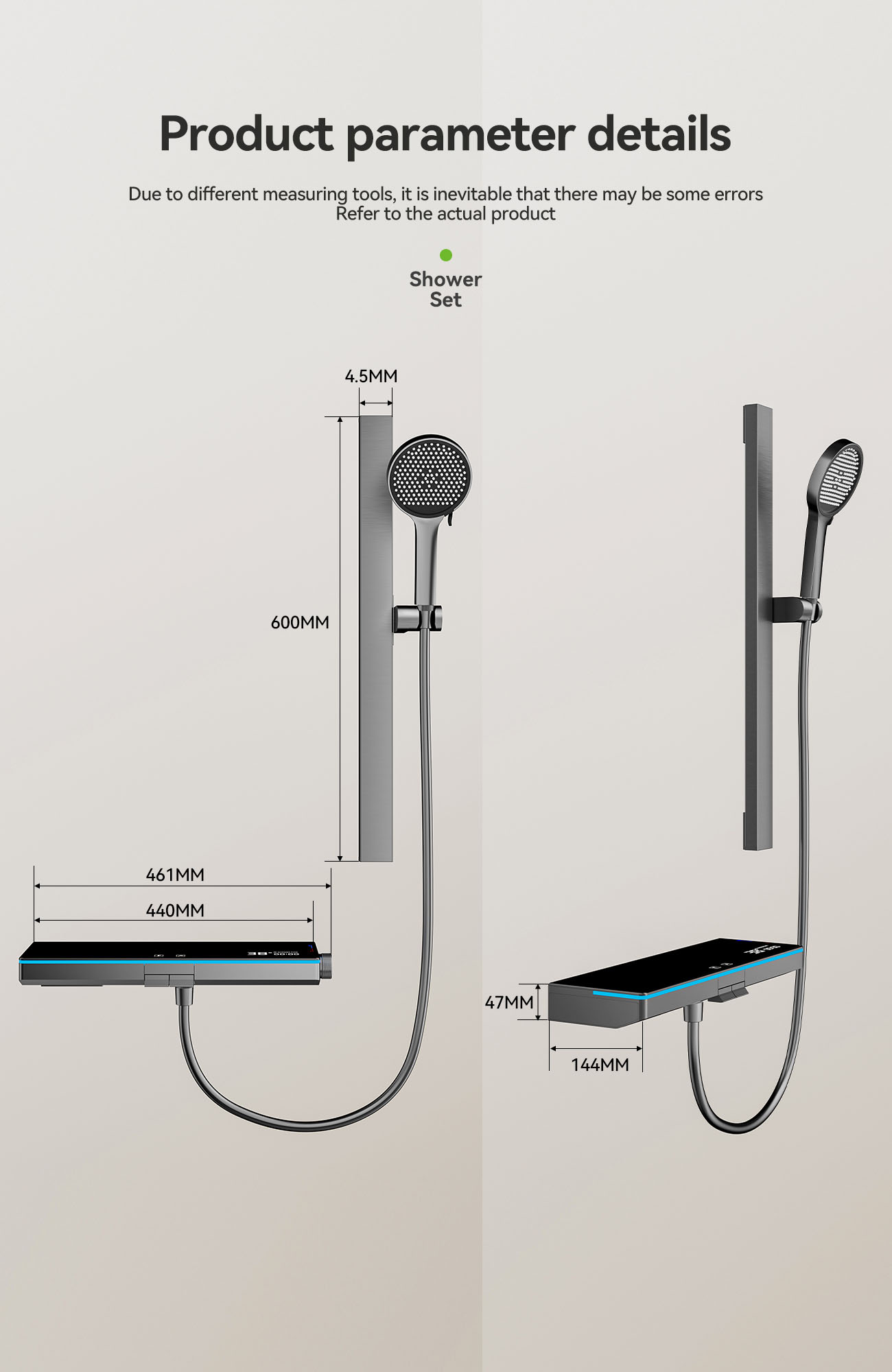 the size of 3028 shower mixer set