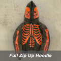 Winter Personality Skull Pattern Zipper Warm Hooded Coat