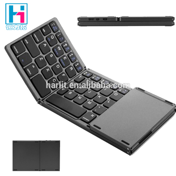 Shenzhen Factory Wholesale Mini Portable Folding Wireless Bluetooth Keyboard With Trackpad Mouse Triple Foldable