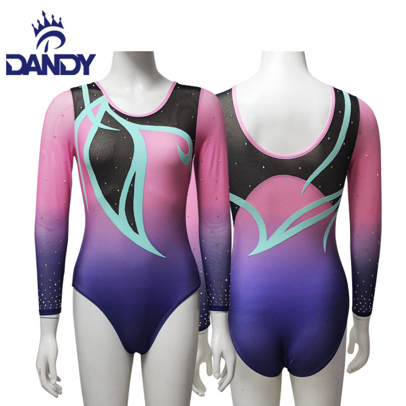 Dandy personaliséiert Dance Competitioun laang Sleeve Gymnastik Leotards