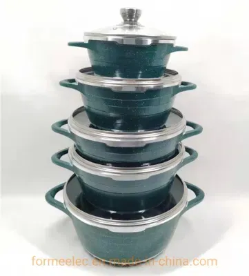 Marble Cookware Set 12PCS Stewpot Set Aluminum Casserole Set Ceramic Coating Kitchenware