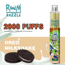 Randm Dazzle 2000puffs يمكن التخلص منها Vape Colorful RGB Light