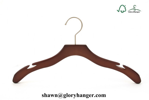 Walnut Wooden Wedding Hangers With Notches