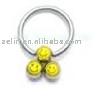 hot three yellow happy faces circular body piercing nose jewelry