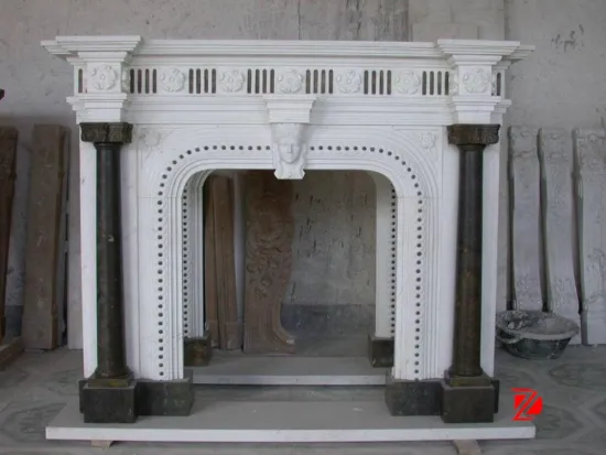 Pillar carved fireplace mantel