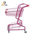 Supermarket pink metal 2 tier shopping Basket Trolley