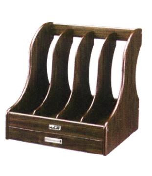 4-division wooden document file holder with a drawer