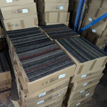 Stripe Square Commercial Decor Carpet Tile - Nonwoven Backing Polypropylene Office Modular Flooring