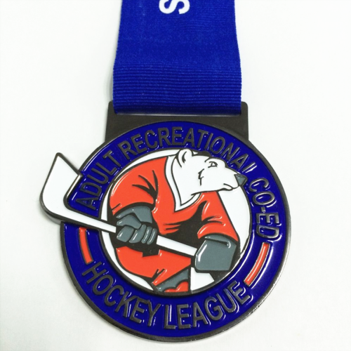 Silver enamel metal championship medal