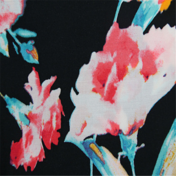 Rayon elastic fabric with large flower printing