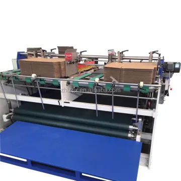 ZHENHUA Semi-Automatic Feeder Corrugated Carton Box Auto Folder Press Gluing Machine