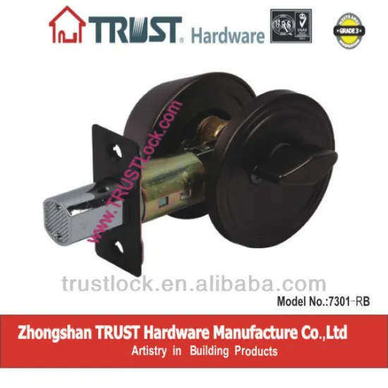 7301RB:TRUST ANSI Grade 3 Single Deadbolt Lock with brass cylinder