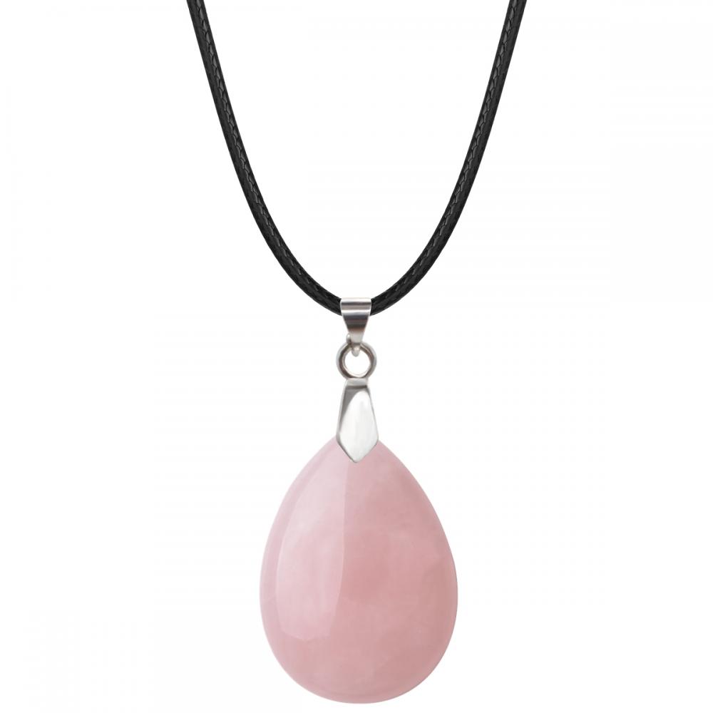 Rose Quartz 25x35 mm Collar colgante de lágrima Mujeres