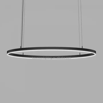 1 Inch Dimmable 1-10v Architectural Linear LED Chandelier Pendant Light with Oval Ring Shape - OEM/ODM Options