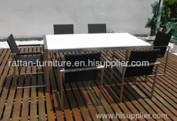 Outdoor Wicker Furniture Stainless Dining Room Set 