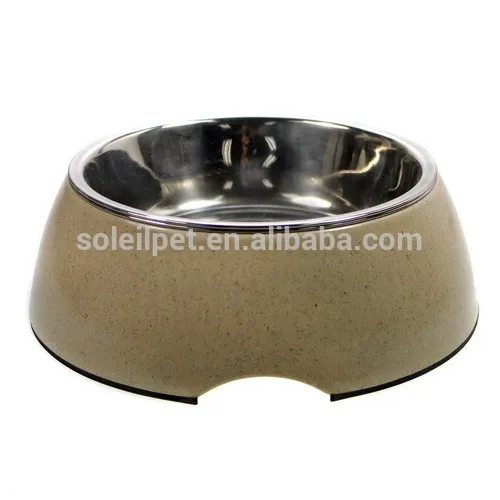 Wholesale Bamboo Fiber Stainless Steel Suction Cup Pet Bowl