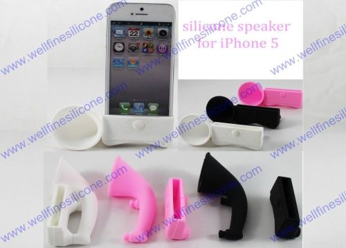 Pink, White, Black Silicone Horn Speaker For Iphone 5 Water Proof