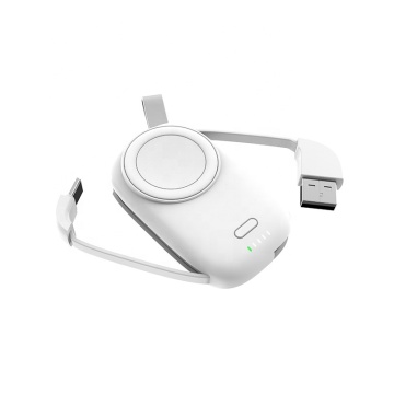 Mini chargeur de montre intelligente sans fil portable pour IWatch 1/2/3/4 avec câble et banque d'alimentation intégrés (1200mAh)