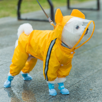 Teddy Four-Legged All-Wrap Poncho: Cartoon Waterproof Pet Raincoat for Small to Medium Dogs