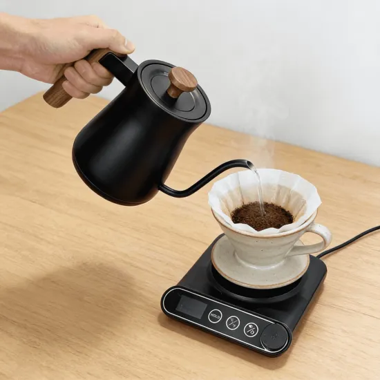 Portable Stainless Steel Coffee Maker with Fast Heating and Temperature Control