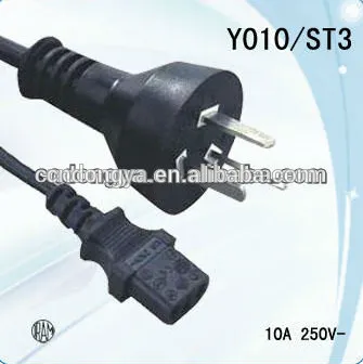 IRAM approval Argentina power cord with male female plug