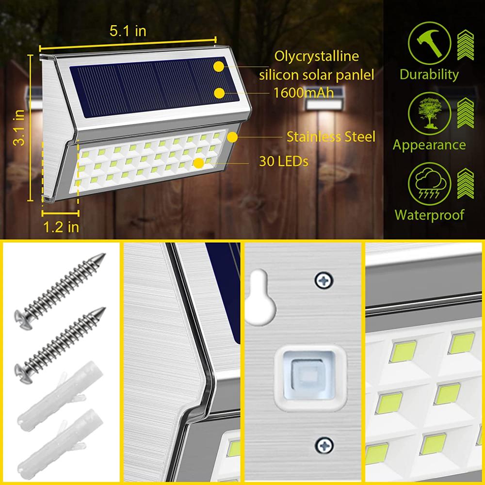 30 Led Solar Fence Light 4