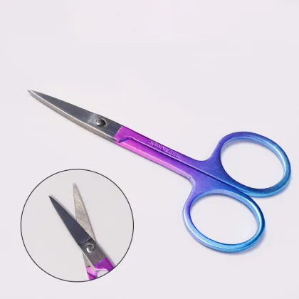 Stainless Steel Eyebrow Trimming Scissors & Gradient Nose Hair Clipper - Portable Eyebrow Trimmer