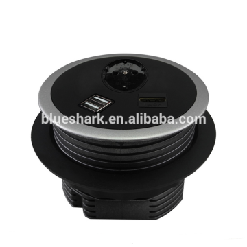 New Design Round Smart Table power Socket with European power and HDMI /USB