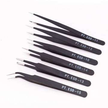 1PCS ESD Anti-static Tweezers Stainless Steel Maintenance Tools Industrial Precision Curved Straight Tweezers Repair Tools