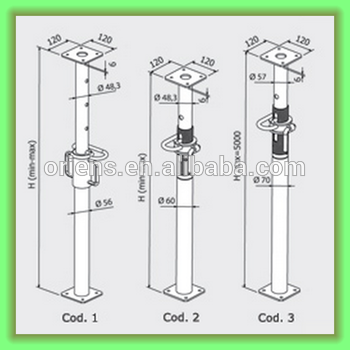 2016 new-style 48.3-60.3mm hot dip galvanized used acro prop